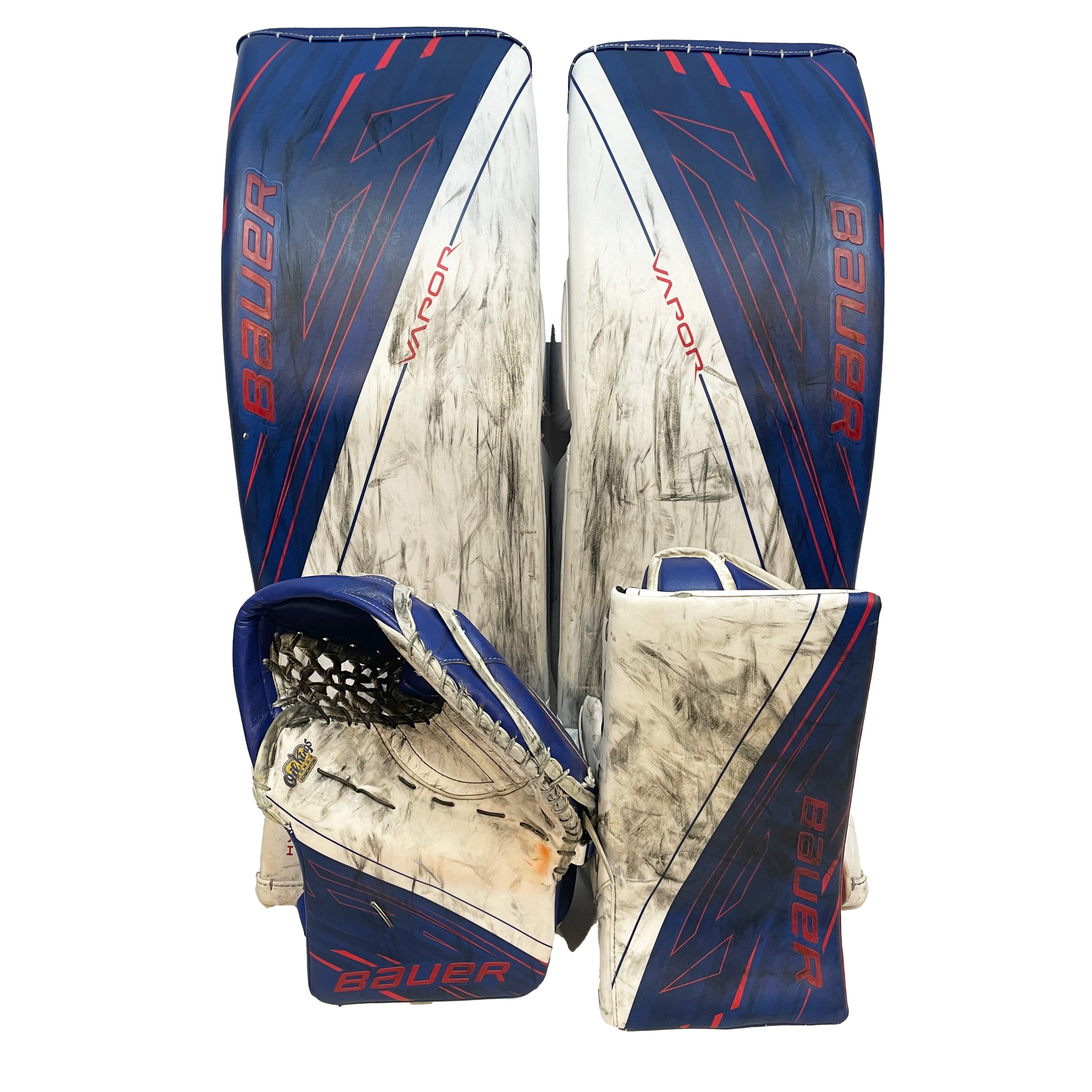 Bauer Vapor Hyperlite 2 - Ensemble de gardien de but complet Pro Stock Senior d'occasion (blanc/bleu/rouge)